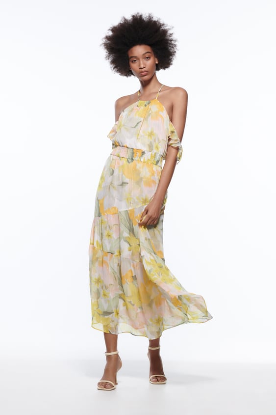 METALLIC THREAD PRINTED DRESS
