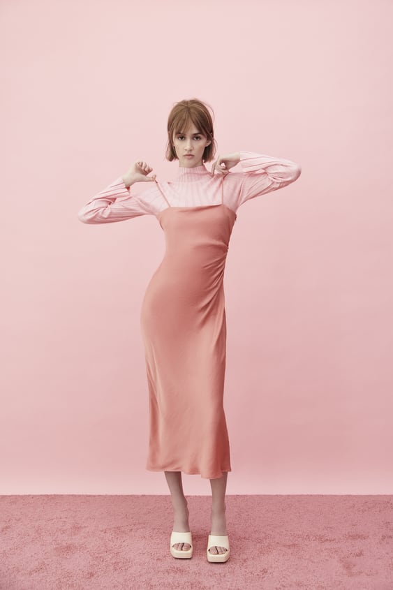 DRAPED LINGERIE-STYLE DRESS
