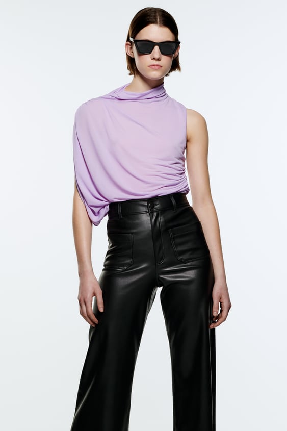 FAUX LEATHER MARINE STRAIGHT PANTS