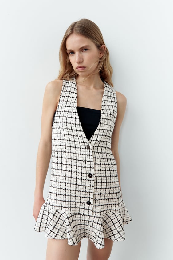 PLAID PINAFORE DRESS