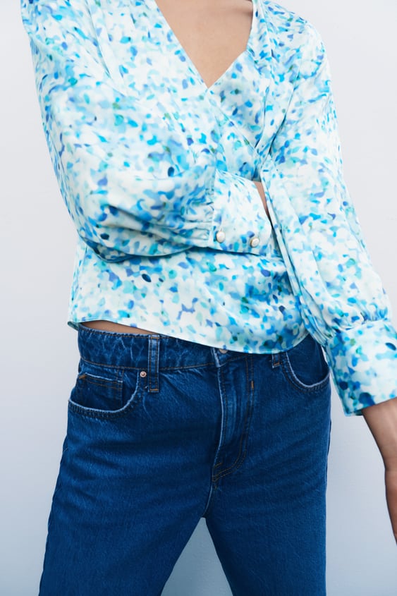 RUCHED PRINTED TOP