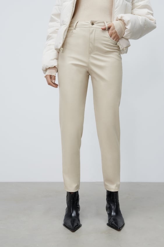 FAUX LEATHER MOM FIT PANTS