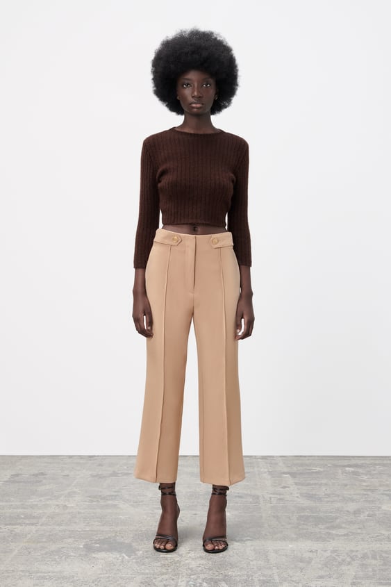 GOLD BUTTON STRAP PANTS