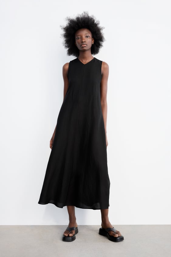 LINEN BLEND VOLUMINOUS DRESS