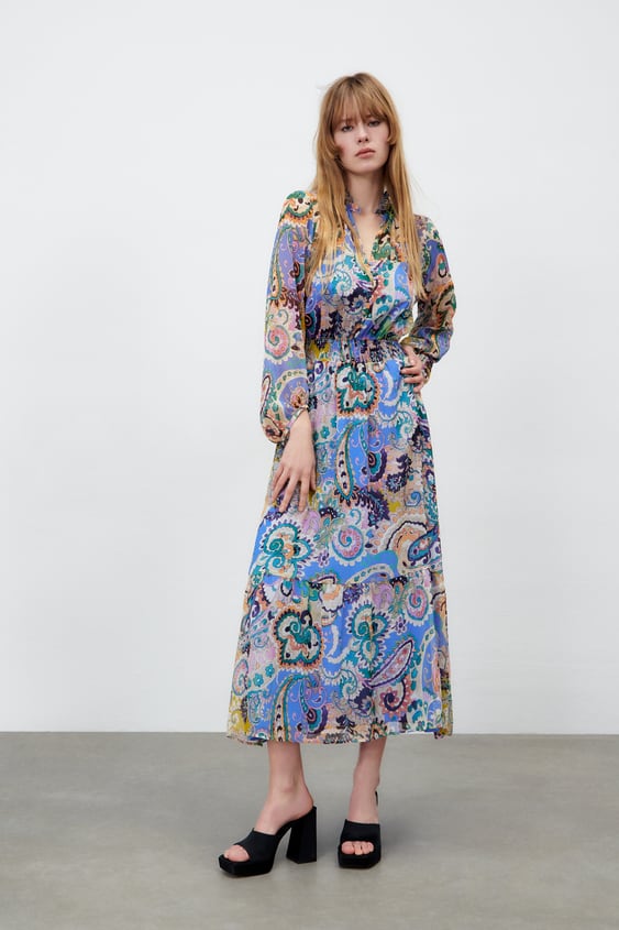 PRINTED MIDI DRESS