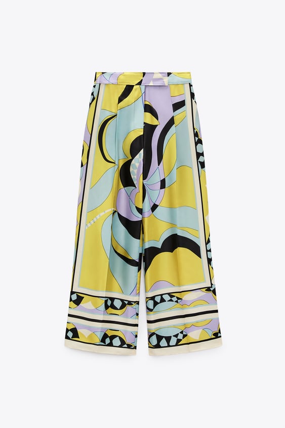 PRINTED WIDE LEG PANTS
