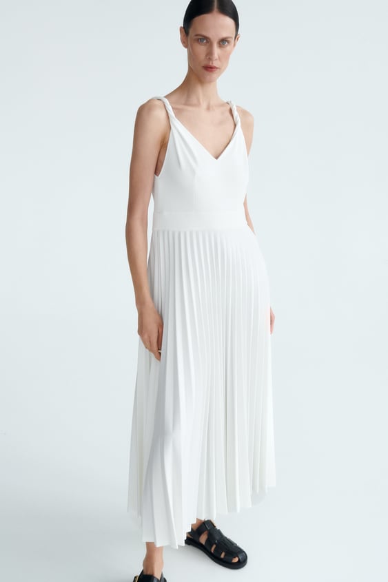 PLEATED DRESS WITH STRAPS