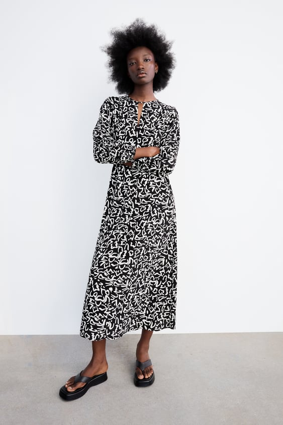 PRINTED MIDI DRESS