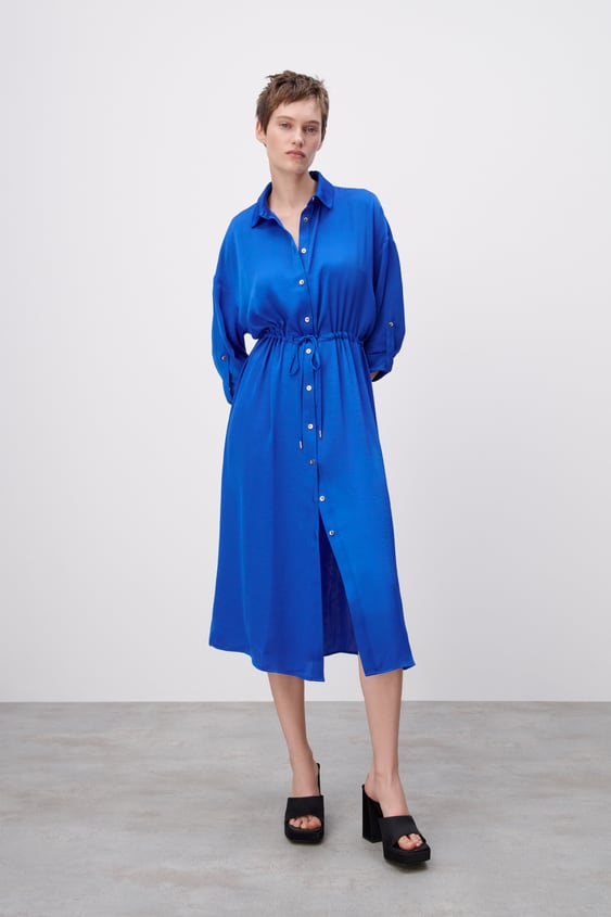 RUCHED SATIN EFFECT DRESS