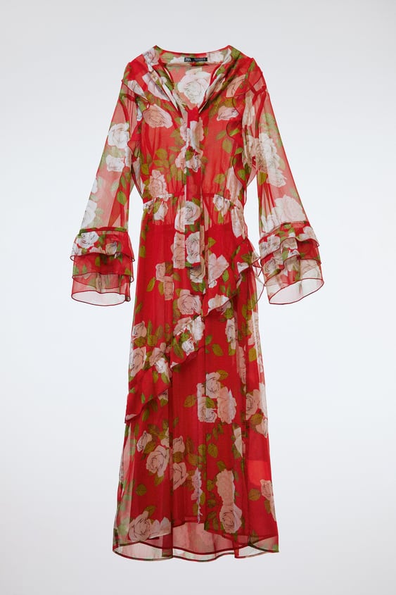 FLORAL PRINT DRESS WITH RUFFLE