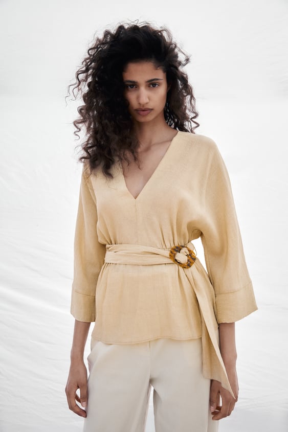 BELTED RUSTIC TOP