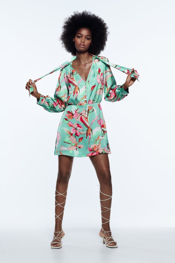 FLORAL PRINT BOW DRESS