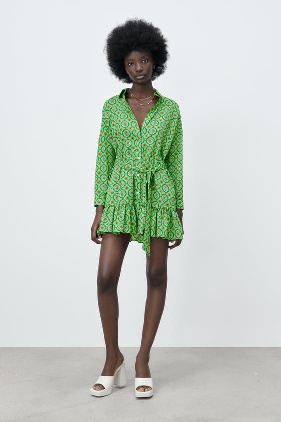 GEOMETRIC PRINT SHIRT DRESS