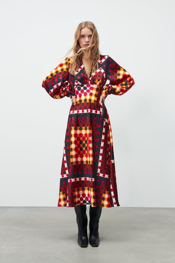 PRINTED MIDI DRESS