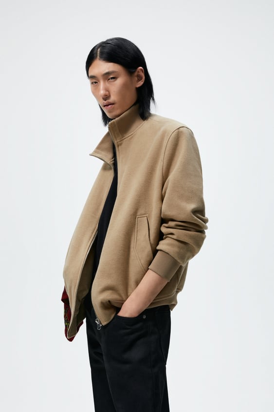 BRUSHED COTTON BOMBER JACKET