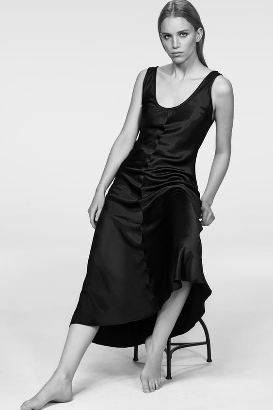SATIN EFFECT MIDI DRESS