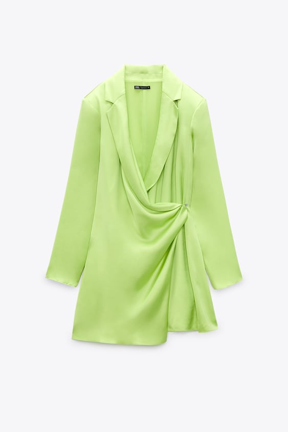 SATIN EFFECT SHOULDER PAD DRESS
