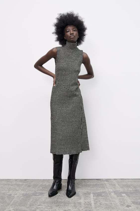 GINGHAM KNIT DRESS