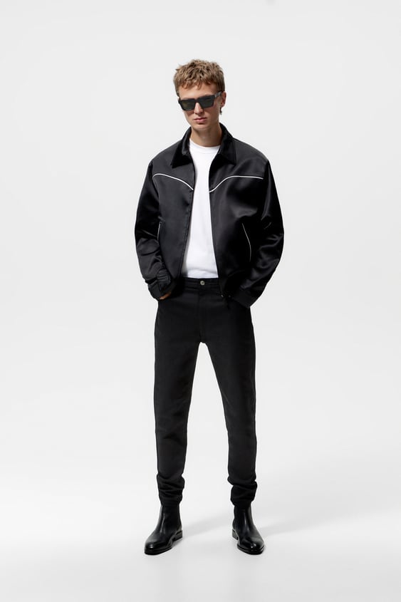 CONTRASTING SATIN EFFECT JACKET