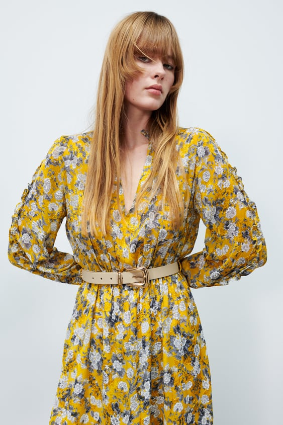 FLORAL JACQUARD PRINT DRESS