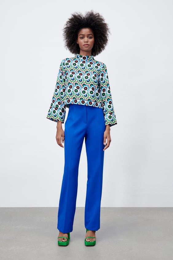 FLARED HIGH-WAISTED PANTS