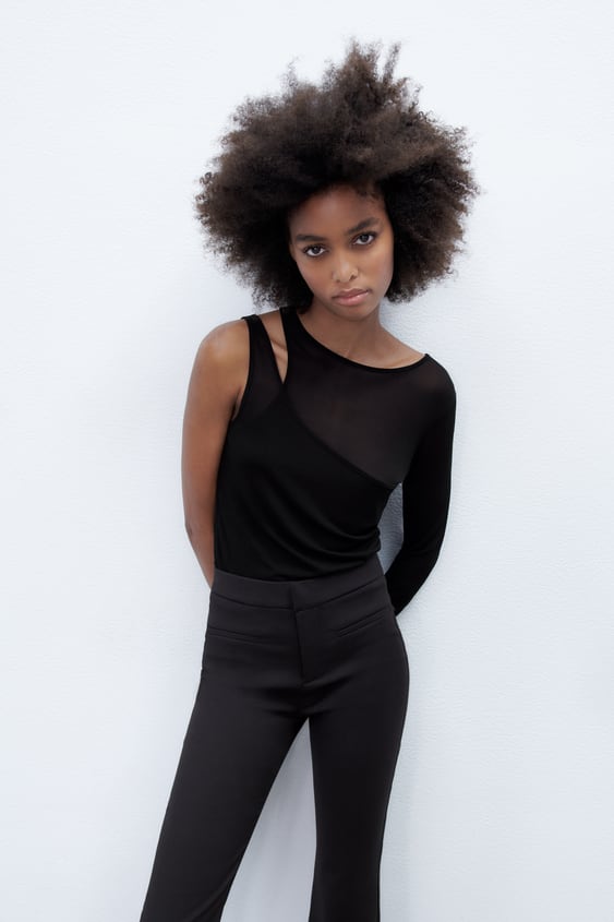SATIN EFFECT MINI FLARE PANTS