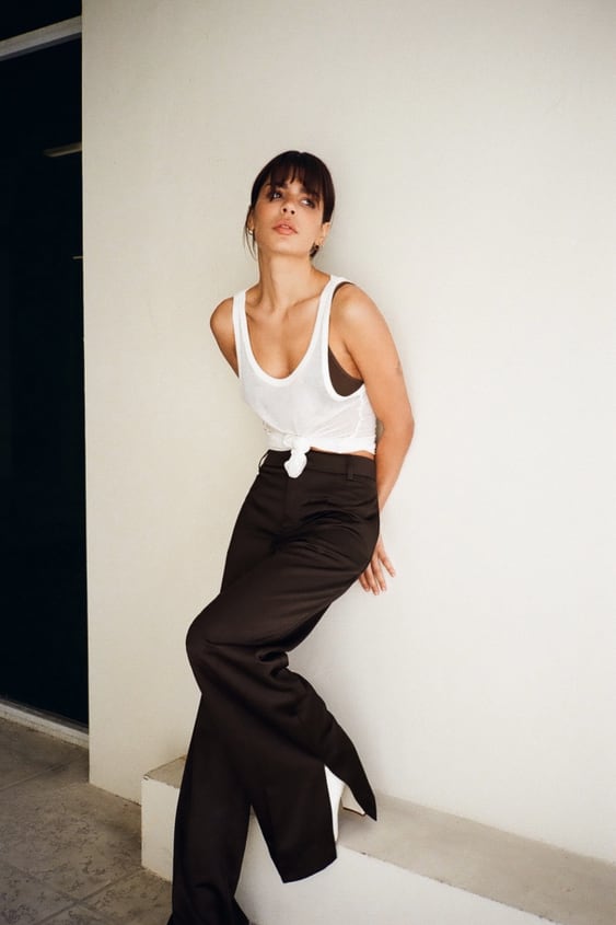 FULL LENGTH SATIN EFFECT PANTS