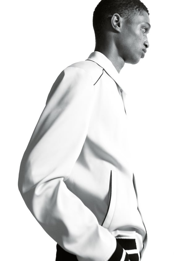 CONTRAST TRIM SATIN EFFECT JACKET
