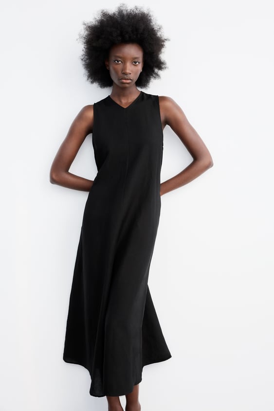 LINEN BLEND VOLUMINOUS DRESS