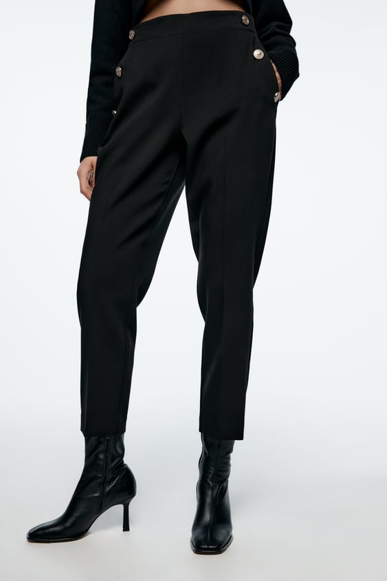 BUTTONED STRAIGHT LEG PANTS