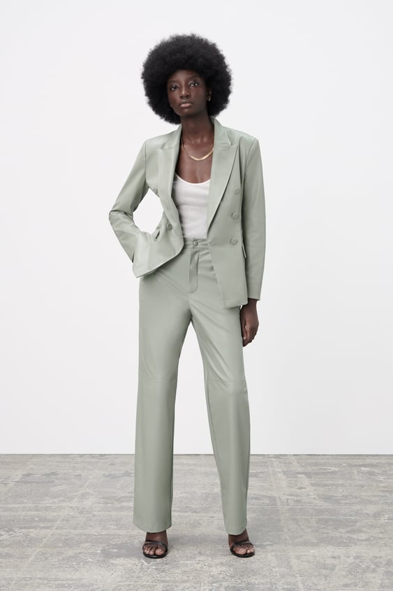 FAUX LEATHER STRAIGHT LEG PANTS