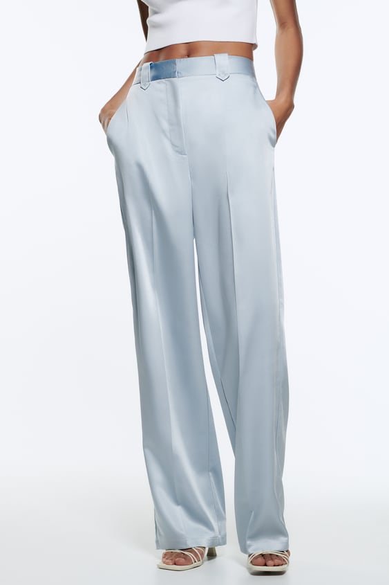 MENSWEAR STYLE SATIN EFFECT PANTS