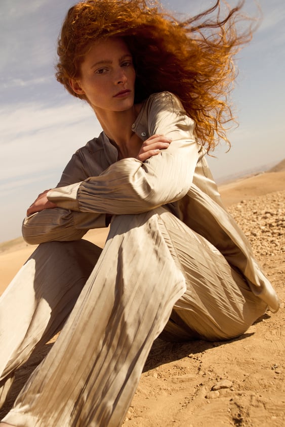 WRINKLE SATIN EFFECT PANTS