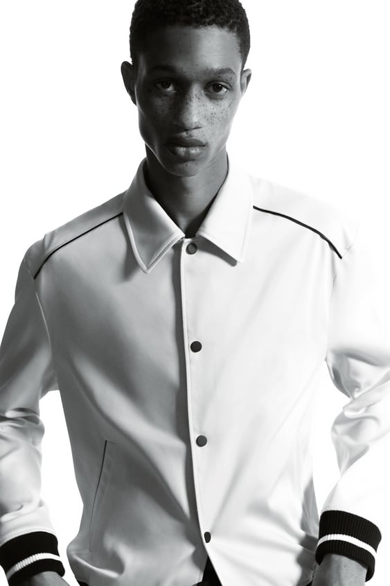 CONTRAST TRIM SATIN EFFECT JACKET