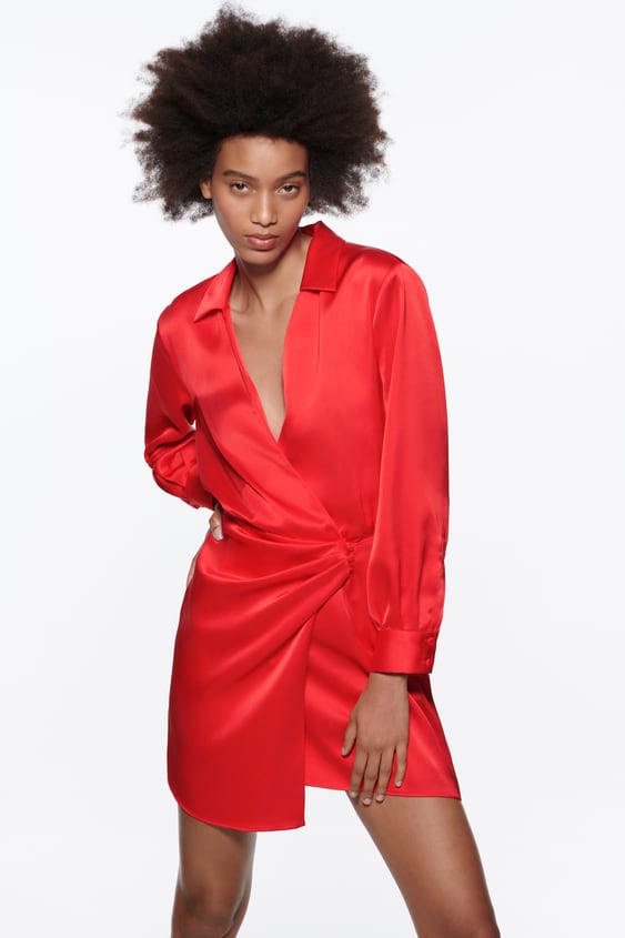 SATIN EFFECT WRAP DRESS