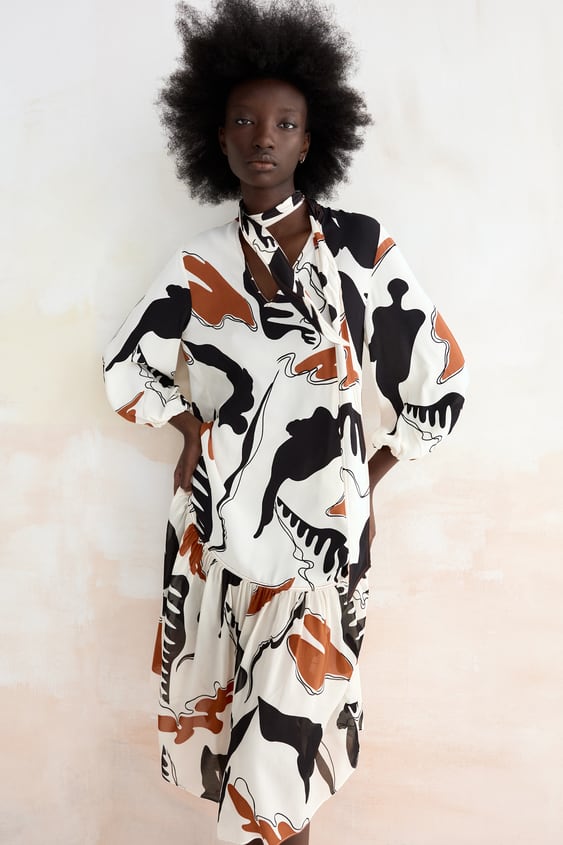 PRINTED MIDI DRESS