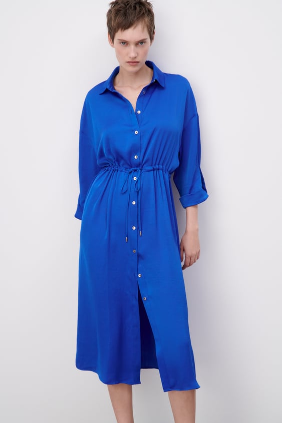RUCHED SATIN EFFECT DRESS