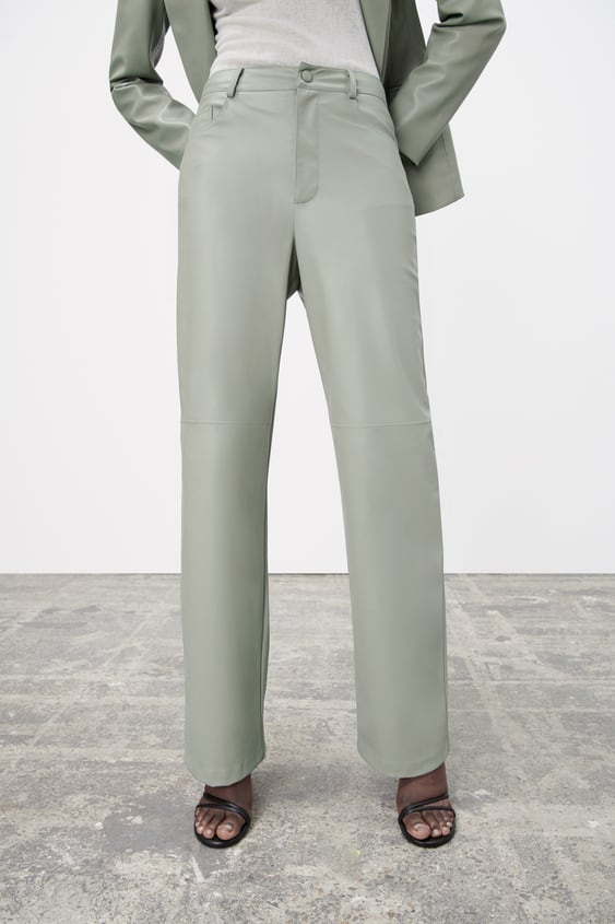 FAUX LEATHER STRAIGHT LEG PANTS