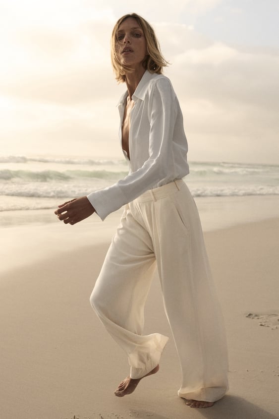 WIDE LEG SATIN EFFECT PANTS