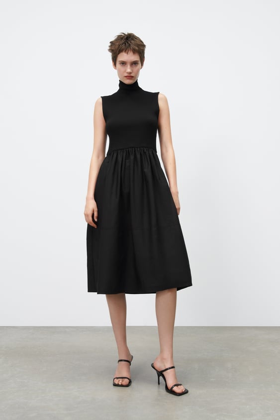 CONTRASTING MIDI DRESS