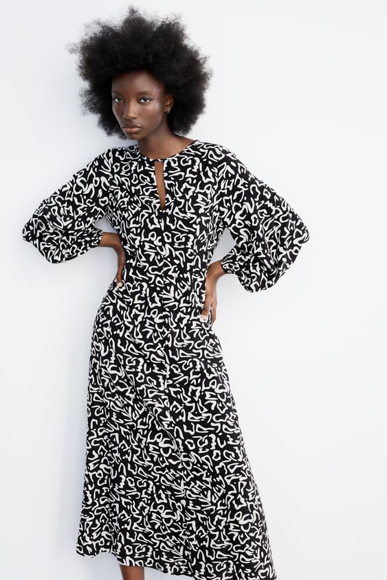 PRINTED MIDI DRESS