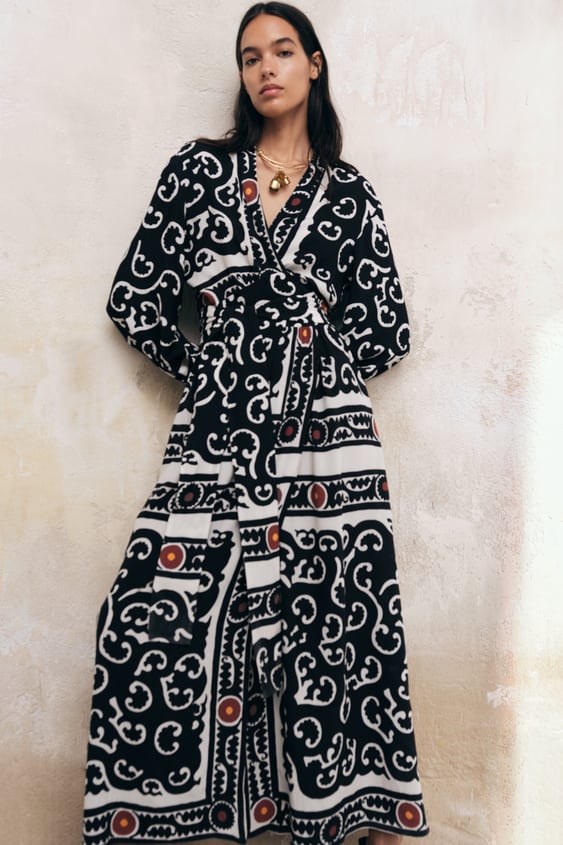 PRINTED WRAP-STYLE DRESS