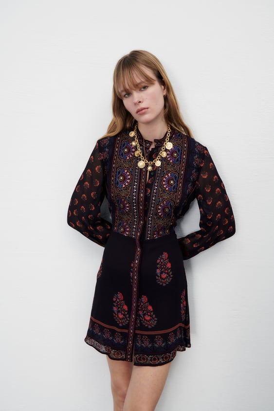 DRESS WITH EMBROIDERED YOKE