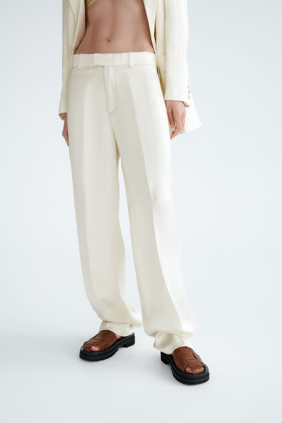 THE MASCULINE LOW RISE SATIN EFFECT PANTS