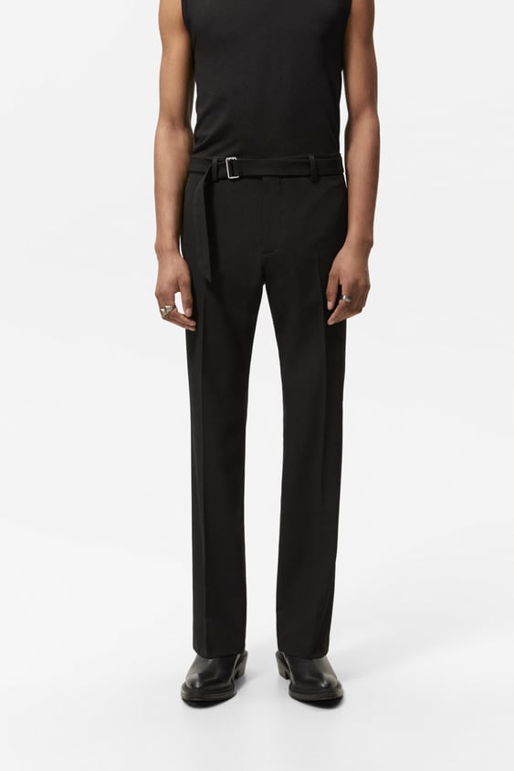 BELTED FLARE PANTS