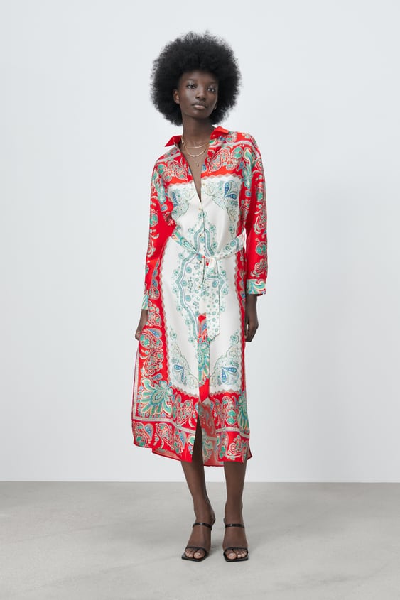 PRINTED SHIRT DRESS