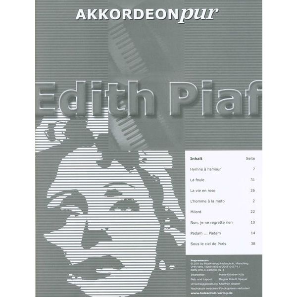 Holzschuh Verlag Akkordeon Pur Edith Piaf