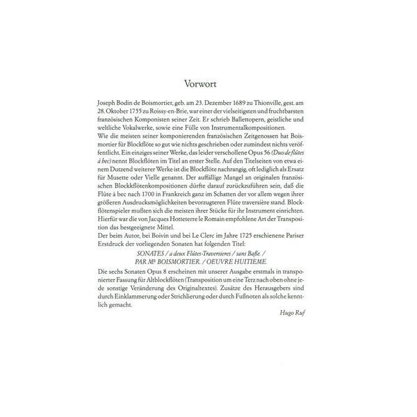 Heinrichshofen Verlag Boismortier Sechs Sonaten