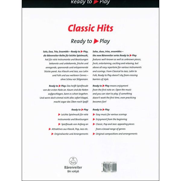 Brenreiter Classic Hits For Two Clarinets