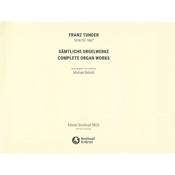 Breitkopf & Hrtel Tunder Smtliche Orgelwerke